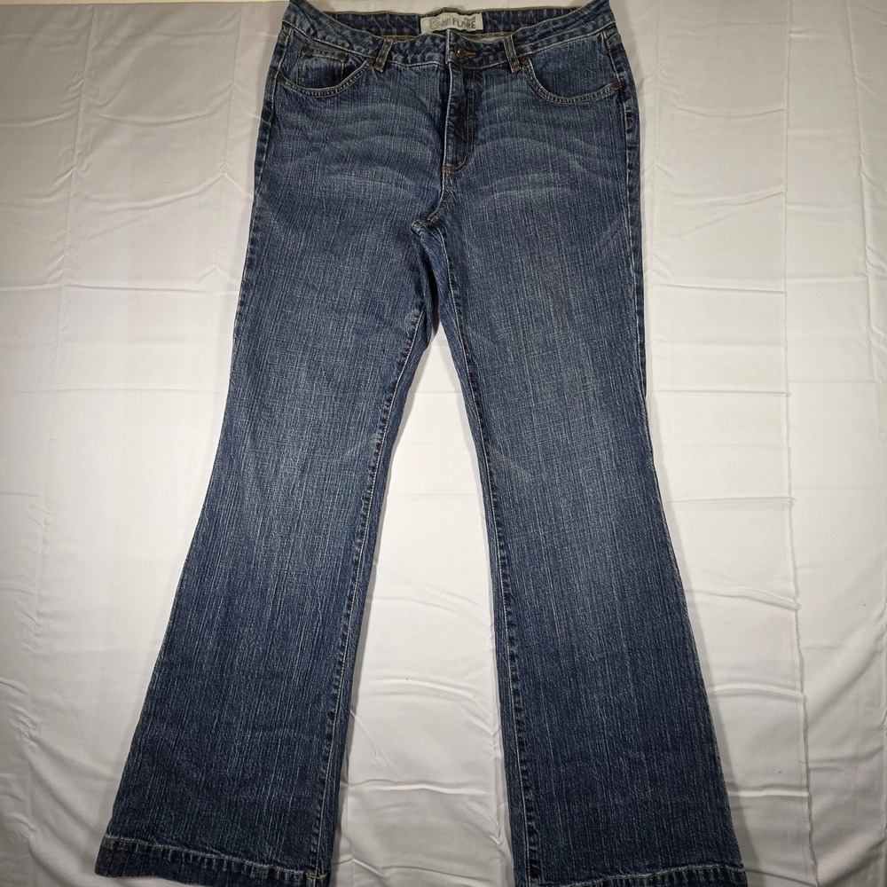 Faded Glory Vintage Stretch Flare Jeans Antique Wash Tall 14 Blue Denim Y2K